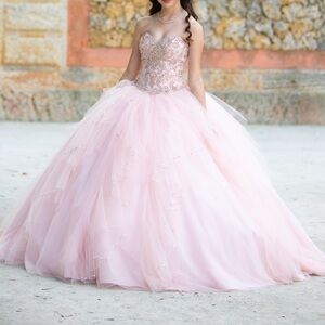 Pink Tiered Embellished Gown for 15s / Quinceañera